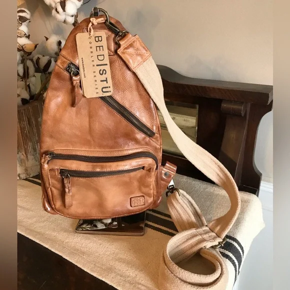 Bed Stu Bags Nwt Bed Stu Leather Andie Sling Backpack Tan